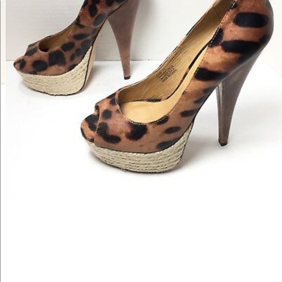 ZiGiny Leopard Open Toe Platform Pumps NWOT 8.5 - Picture 5 of 13